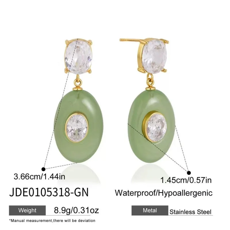 Sweet Resin Earrings for Women with Embedded Zirconia Non-Fading Stainless Steel Lightweight Luxury Jewelry Daily Versatile Acce