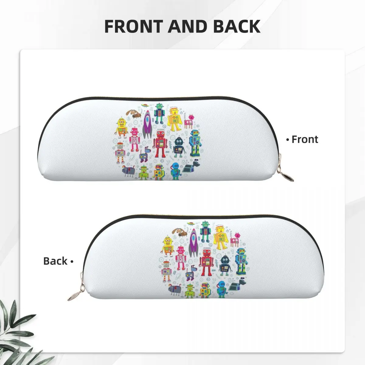 ロボットインスペースグレー楽しいロボット柄 Cecca ペンケース ペンポーチ 大容量ペンボックス ペンバッグ 子供向けギフト