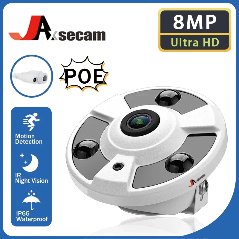 

POE 8MP 4K HD Video Surveillance IP Camera Fisheye Wide Viewing Angel CCTV P2P Motion Detection Audio Security Camera Waterproof