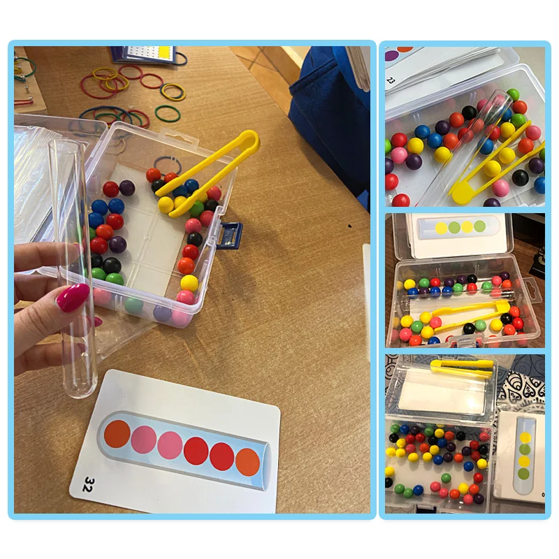 Clip beads test tube toy children logic concentration fine motor training game Montessori teaching aids educational toy for kids image 6