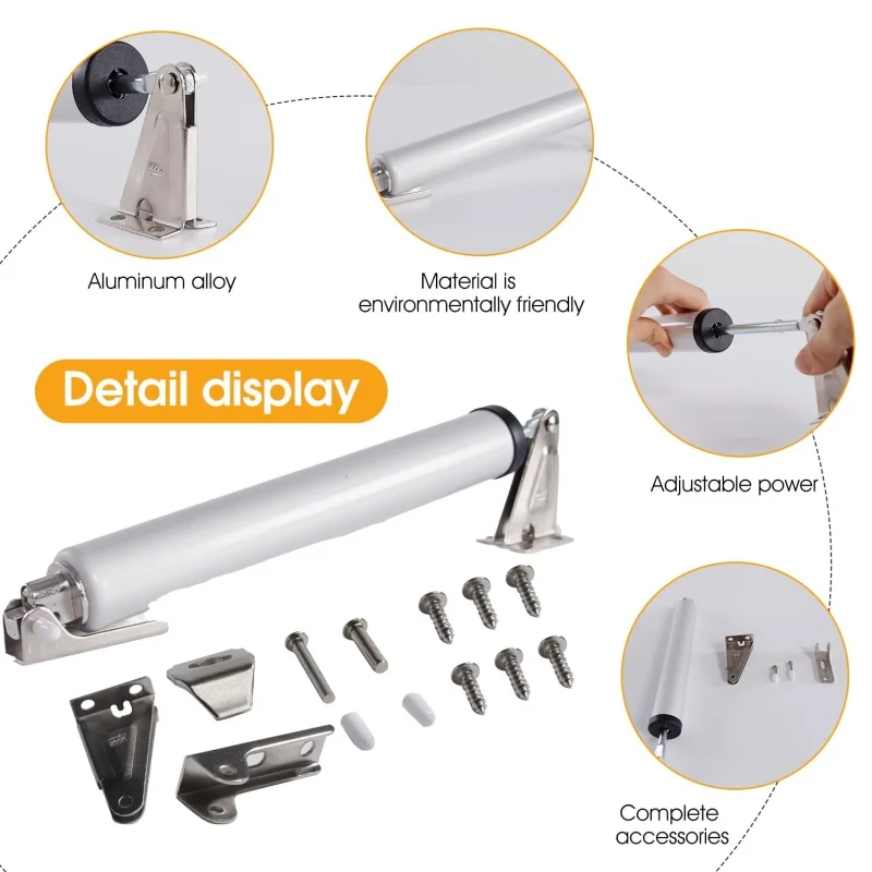 Heavy Duty Pneumatic Closer Soft Closing Automatic Closer for Screen and Storm Door Adjustable Speed Positioning Door Stop Hinge