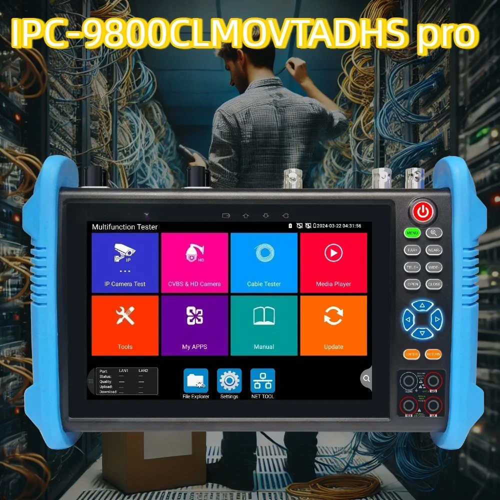 9800CLMOVTADHS-Pro IPC CCTV Tester 8MP AHD CVI TVI Camera 8K H.265 IP Camera Tester 7'' IPS Screen VGA Input Upgraded IPC