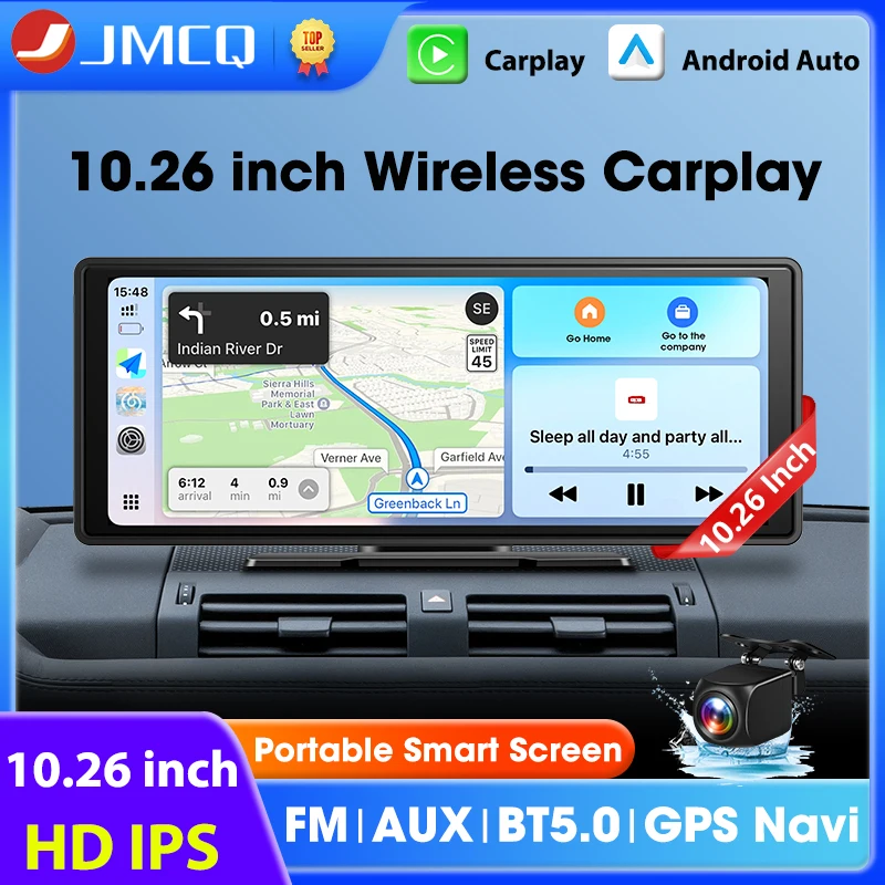 

10.26" Portable Wireless Carplay Screen HD Car Radio MP5 BT5.0 FM AUX Multimedia Video Player Android Auto Support Rear Camera