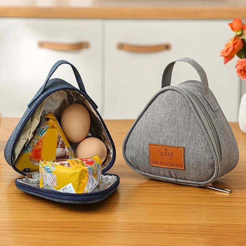 Breakfast Insulation Thermal Bag Small Triangular Rice Ball Lunch Box Bags Cute Portable Food Bento Fresh Pouch for Women Kids