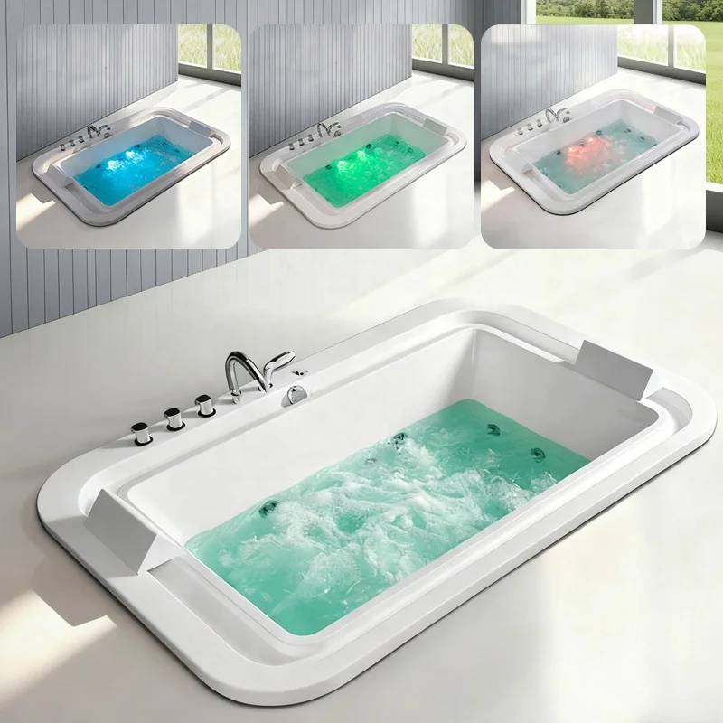 Luxury Indoor Bathroom Soaking Whirlpools Air Massage Bathtub Modern SPA Corner Built In Bath Tubs