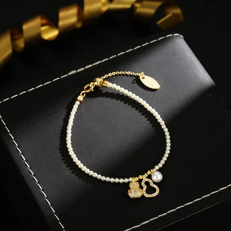 2025 new peanut gourd bead bracelet women, light luxury niche design good things happen bracelet New Year's gift