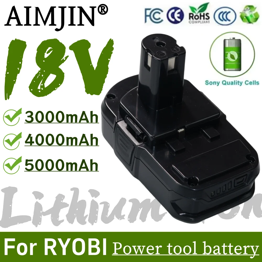 

For Ryobi 18V 3000/4000/5000mAh Replacement Battery P104 P105 P102 P103 P107 P108 P109 P100 RB18L26 Cordless Li-ion Tool Battery