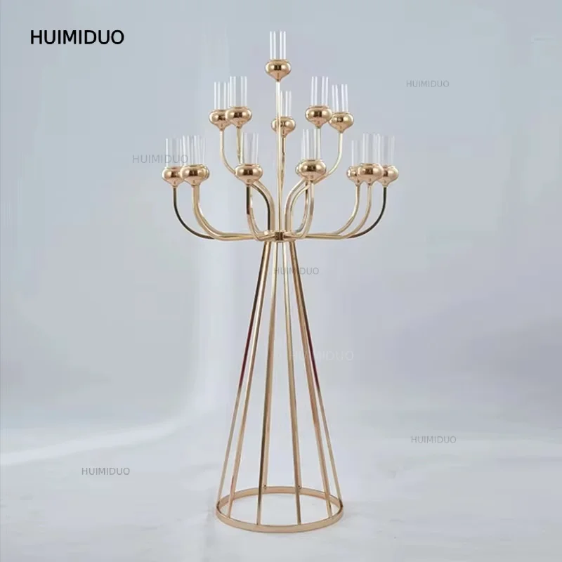Luxury Gold Metal Candelabra Candle Holders 2-8pcs Wedding Table Centerpieces Housewarming Party Decor