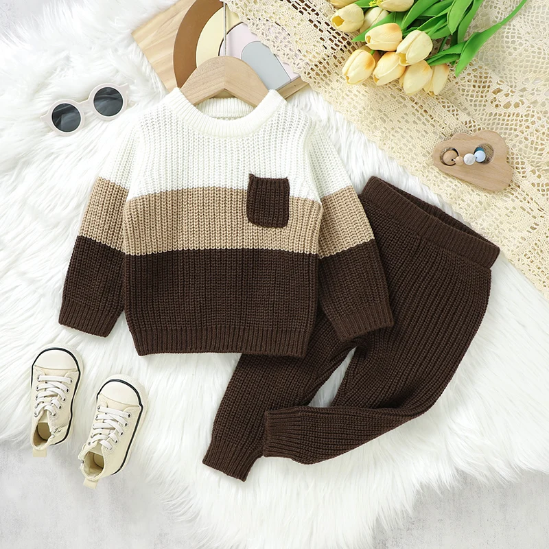 2pcs Baby Boys Girls Clothes Sets for Newborn Autumn Winter Long Sleeve Pullovers Jumpers+Trousers Sport Suits Children Costumes