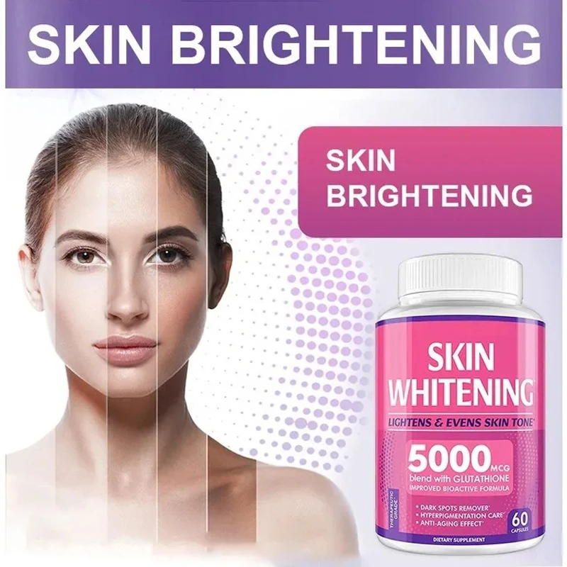 Glutathion Whitening 60 Capsules 5000mcg Effectief Huidverlichtingssupplement-Donkere Vlekken, Melasma En Acne Littekenverwijderaar