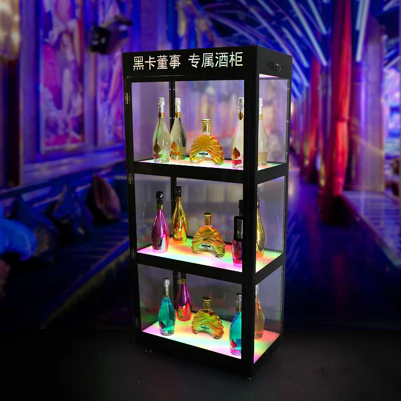 

Трехслойный светящийся винный шкаф для бара, можно открыть дверную мобильную витрину, ночной клуб, КТВ, зарубежная винная стойка, витрина для вина