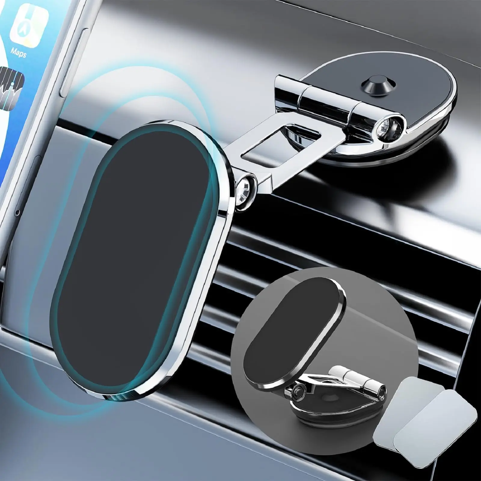 

720 Rotate Metal Magnetic Car Phone Holder Foldable Universal Mobile Phone Stand Air Vent Magnet Mount GPS Support For iPhone 14