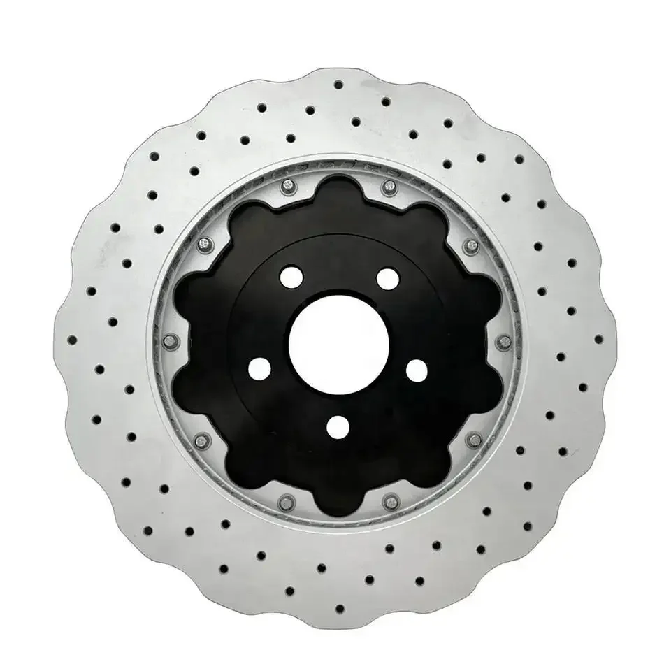 

Rear 356 MM Upgrade 2-Piece Drilled Wave Design Brake Disc 4G0615601 For Audi A6 Rs6 Rs7
