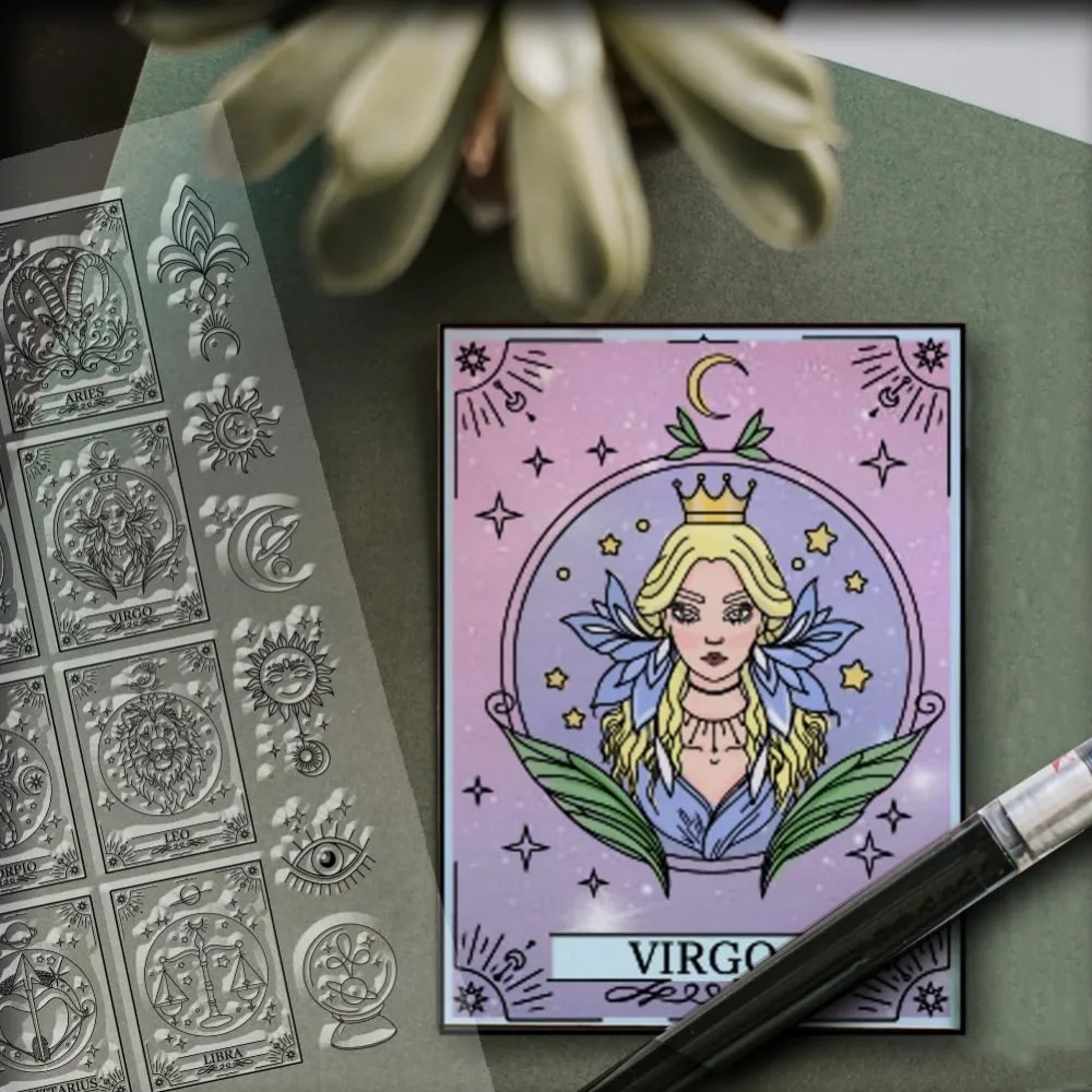 1pc Constellation Clear Stamps Tarot Cards Clear Silicone Stamps Divination Transparent Rubber Seals Stamp for DIY Scrapbooking