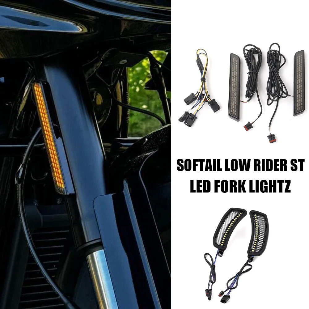 

Softail Low Rider ST Accessories Motorcycle Run/Turn Auxiliary LED Fork Lightz for Harley Softail Low Rider ST El Diablo FXRST F