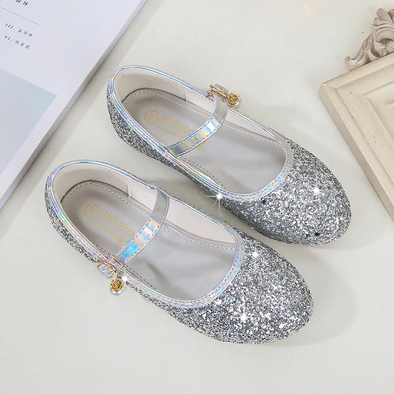 Children's Princess Shoes Spring Autumn Fashion Sequin Girls Dance Host Piano Catwalk Dress Performance Shoe Kids Casual Flats