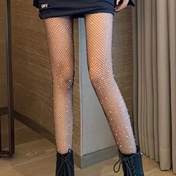 Women Summer Fishnet Diamond Pantyhose Lady Sexy Fashion Shiny Net Tights Female Slim Rhinestone Mesh Stockings Tights New