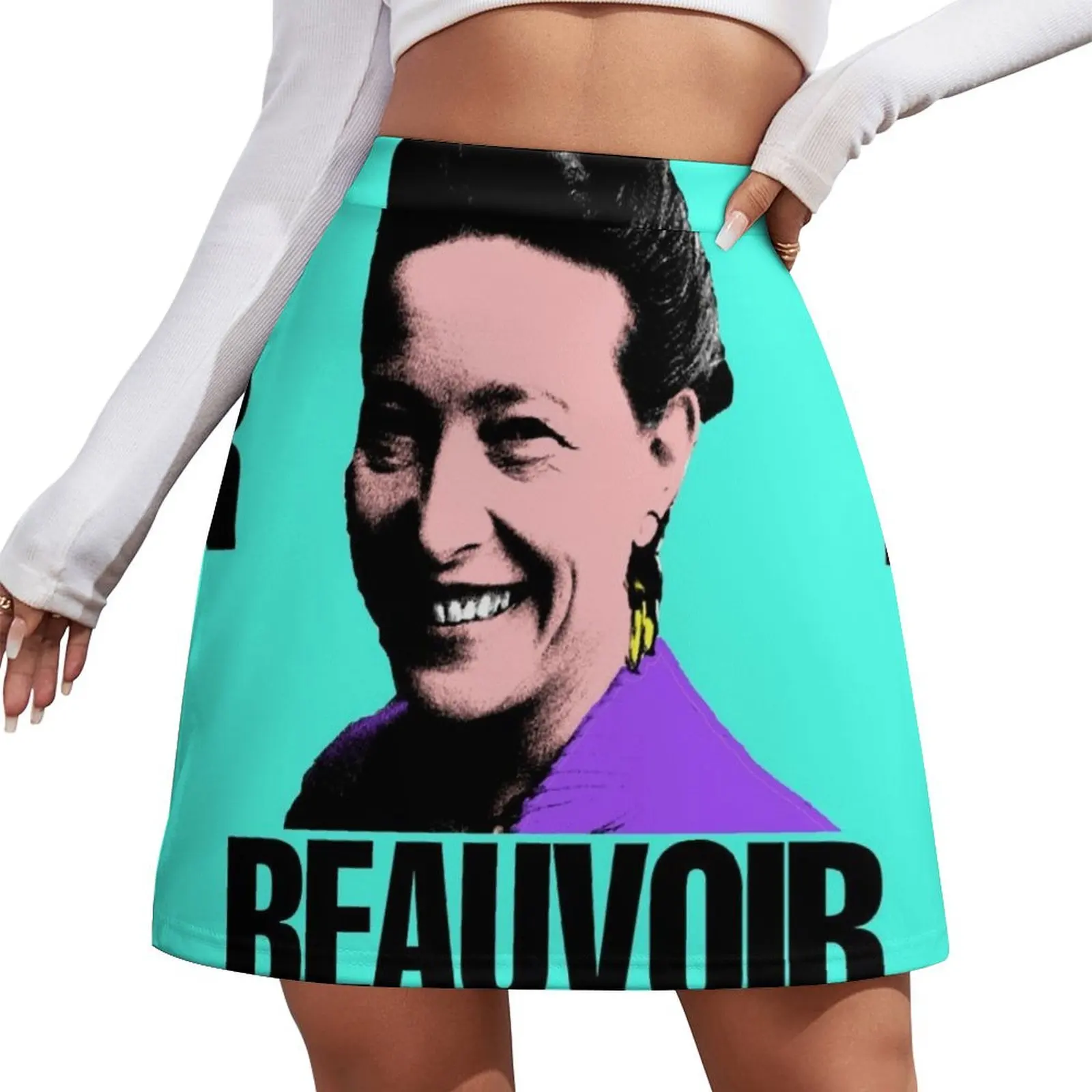 

Simone de Beauvoir Pop Mini Skirt 90s vintage clothes new in external clothes Skirt shorts Womens dresses