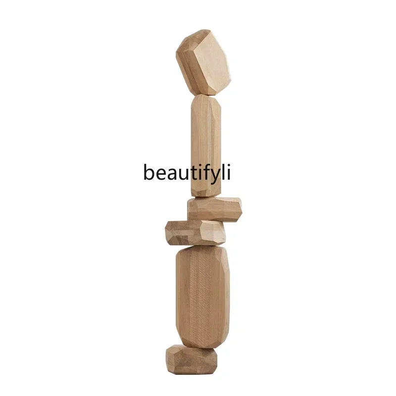 D178  Abstract solid wood sculpture artwork floor-to-ceiling ornament sales department clubhouse entrance vertical decoration