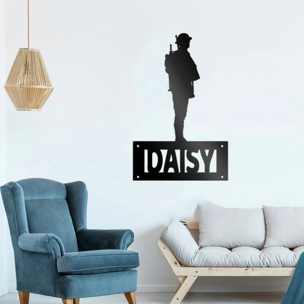 

1pc Soldier with two guns in his hand Custom Name Iron Wall Signs Tin Plate Signs Decor Living Room Bedroom Removable