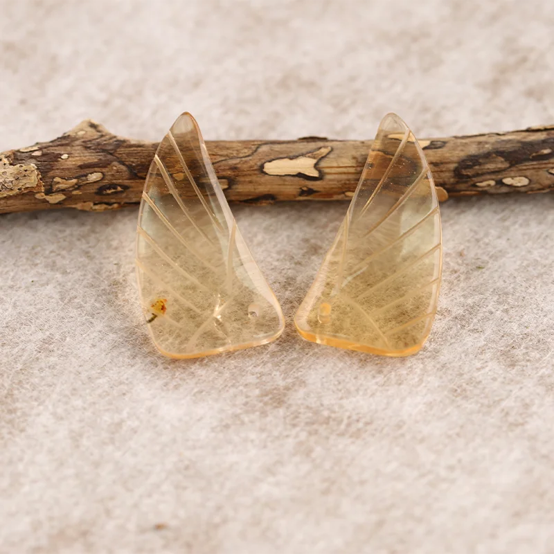 

B&F Earrings Bead Lopaz - Wing Earrings Natural Stone jewelry accessories Handmade Jewerly 25x13x2mm 5.1g