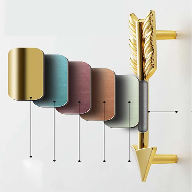 European Style Wardrobe Door Handle Drawer Cabinet Door Handle Gold Black Zinc Alloy Creative Bow and Arrow Handle Door Knobs