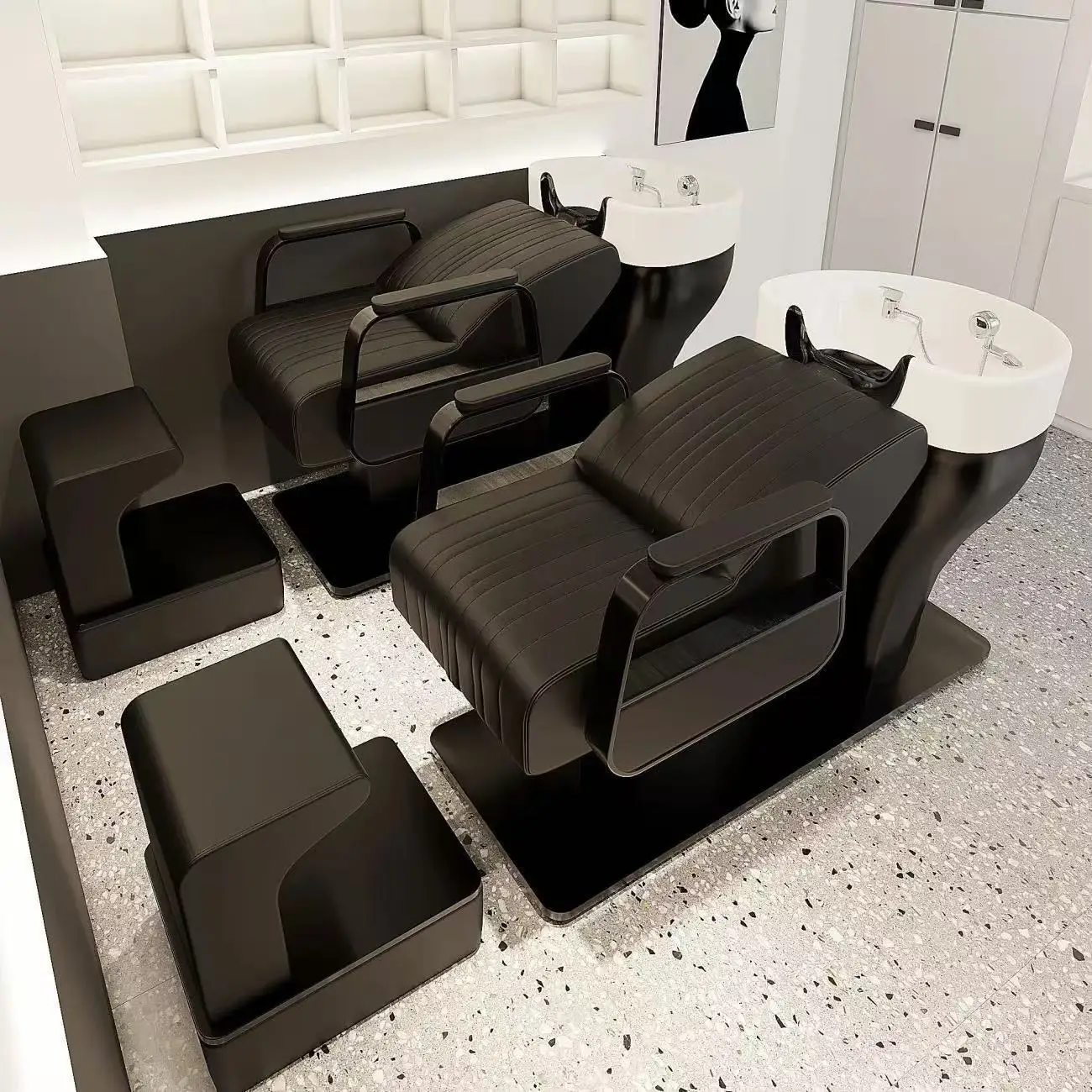Elegant Living Room Barber Equipment Shampoo Bed Ceramic Basin Head Washing Shampoo Bed Beauty Lavacabezas Profesional Furniture