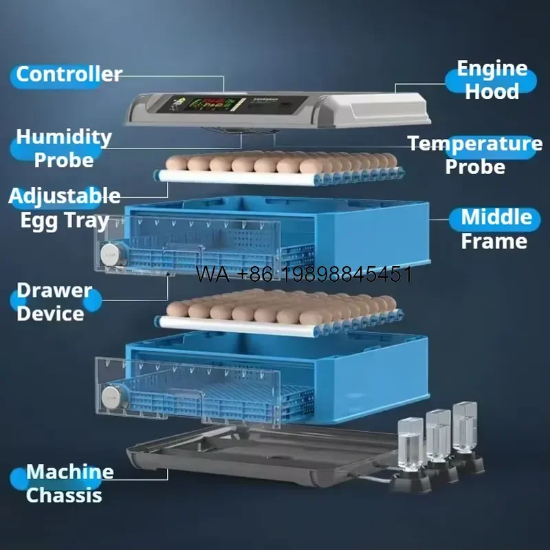 Wmwmnu for African Hybrid PP Plastic Digital Medium Egg Incubator for Chicken Duck Goose Emu Fully Automatic 98 Percent