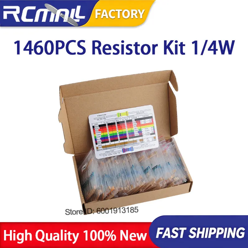 1460PCS Metal Film Resistor Kit 1% 0.25W 73 Values Assortment Set with Label for Development Board DIY Electronics Tool Kit
