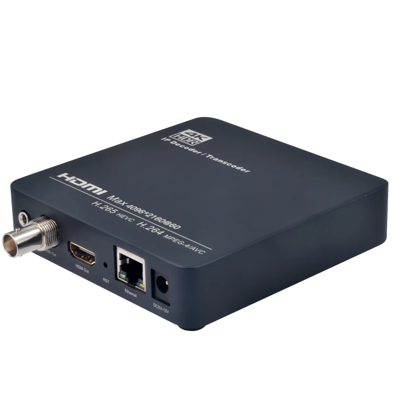 H.265 4K 60fps HDMI Decoder & IP Transcoder SRT/RTSP/RTMP(S)/HLS/HTTP/UDP/RTP Decoding
