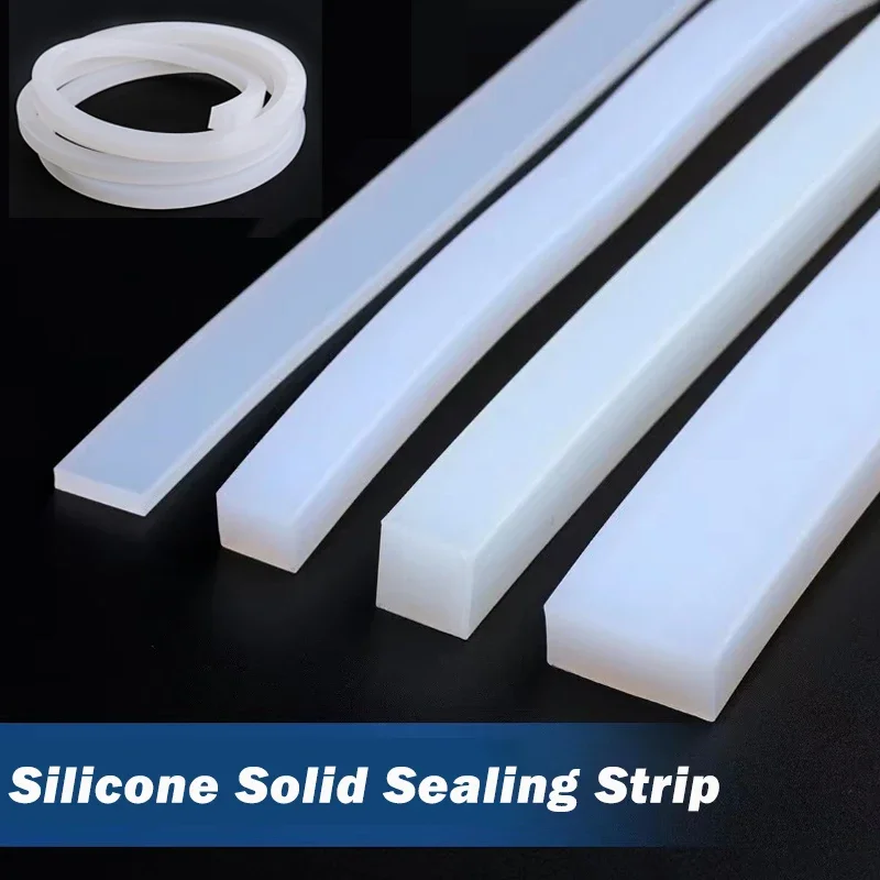 1Meter Solid Silicone Rubber Strip Square White Anti Oil High Temperature Seal Gasket Rubber Weatherstrip Bar Width 4mm~30mm