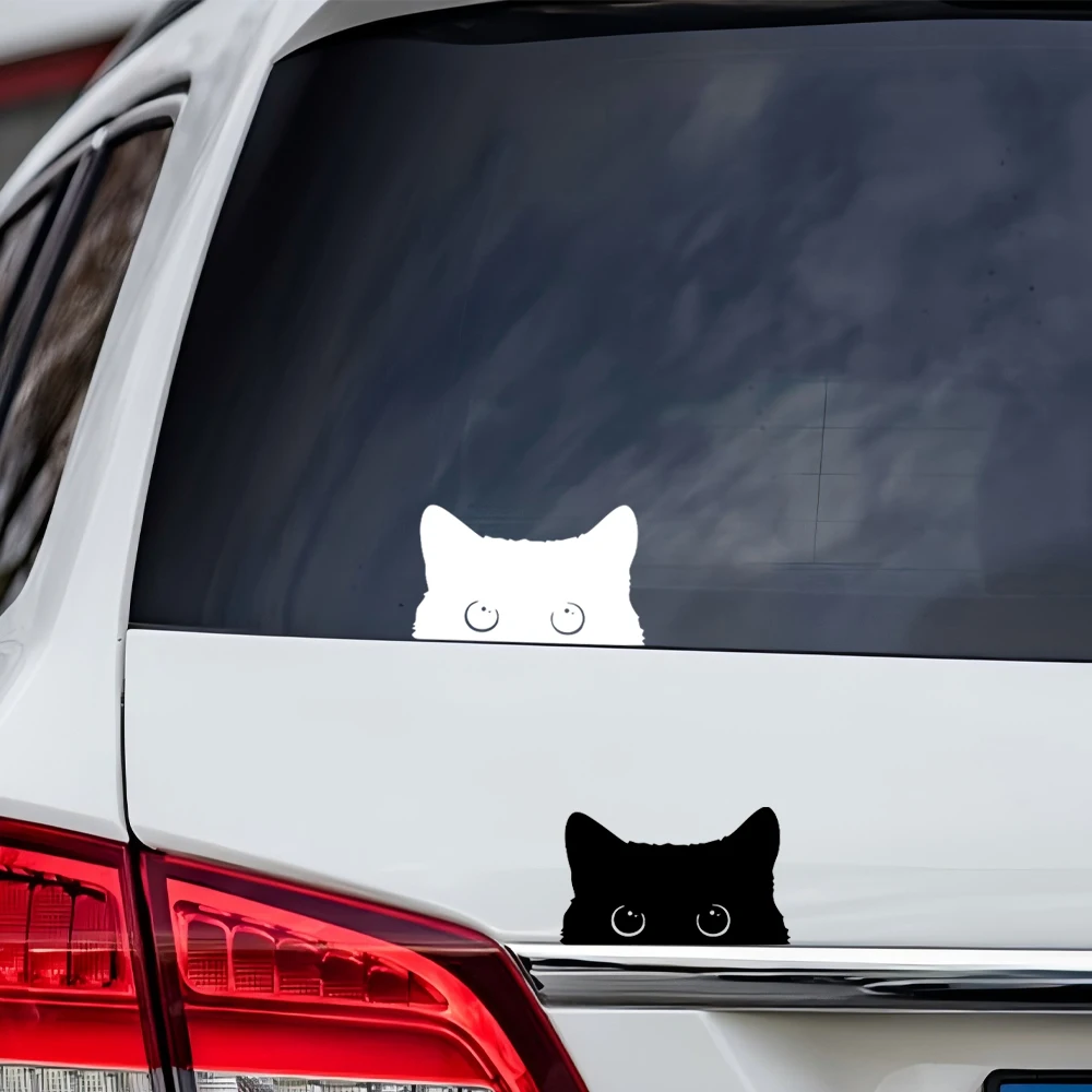 1 Piece Cute Car Sticker Accessories Poor Cat with Big Eyes Watching Vinyl Car Styling Cover Waterproof PVC