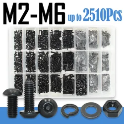 Black Button Head Socket Cap Head Screw ISO7380 M2 M2.5 M3 M4 M6 Grade 10.9 Allen Drive Round Hex Machine Screws Bolt Nut Washer