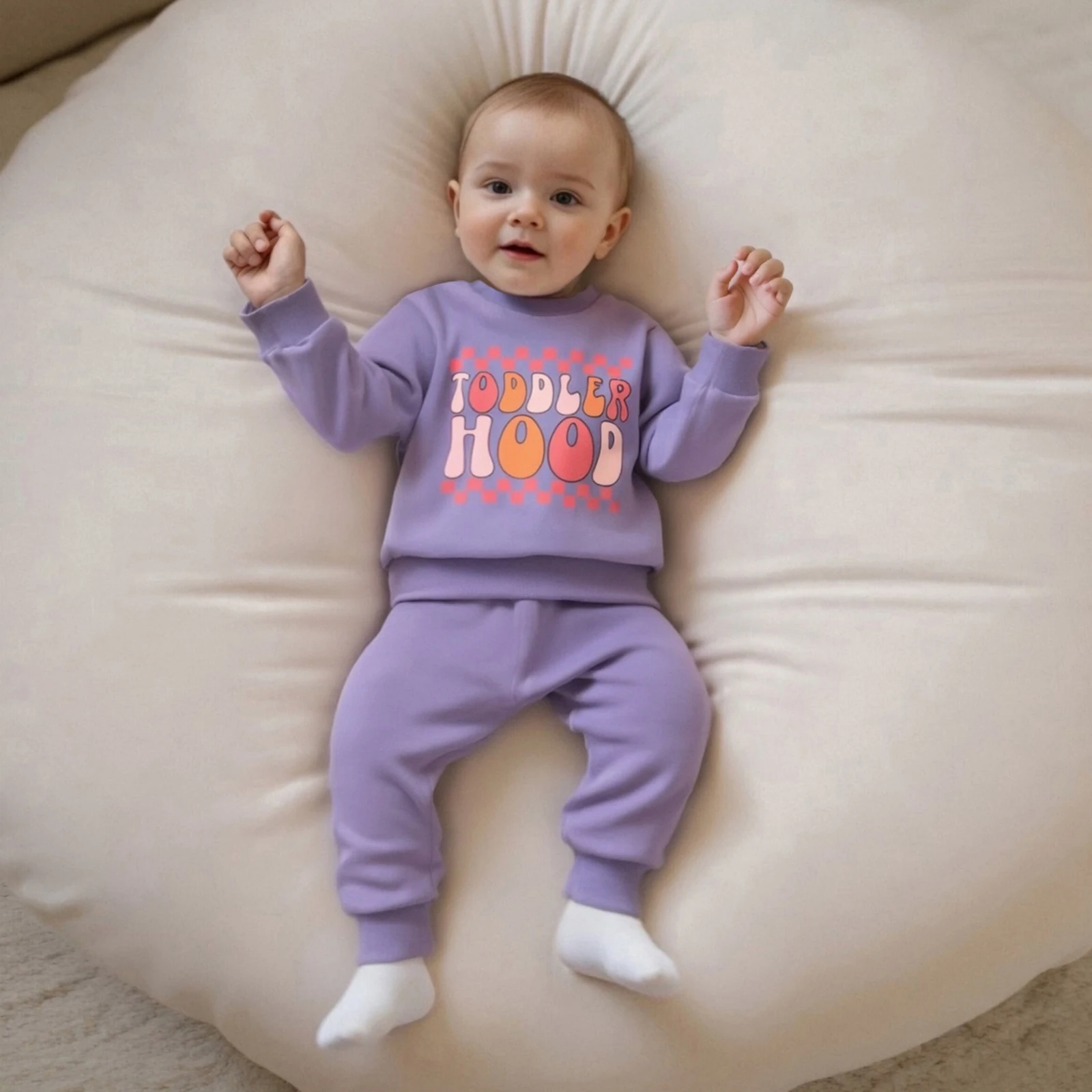 FOCUSNORM 0-3Y جميل طفل الفتيات الفتيان الملابس مجموعات خطابات طباعة طويلة الأكمام طاقم الرقبة البلوز مع مرونة الخصر السراويل