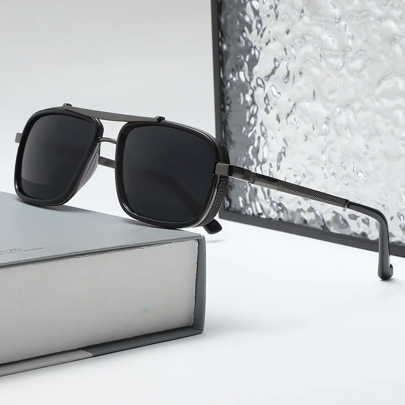 

New Sunglasses Punk Sunglasses New Men's Square Uv400 Twin-beam Aviator Sunglasses