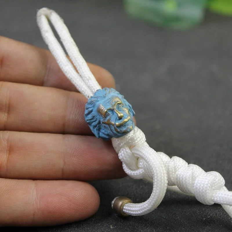 EDC Brass Great Physicist Head Sculpture Knife Bead Lanyard Pendants Charms Paracord Bead DIY Umbrella Rope Bracelet Accessories