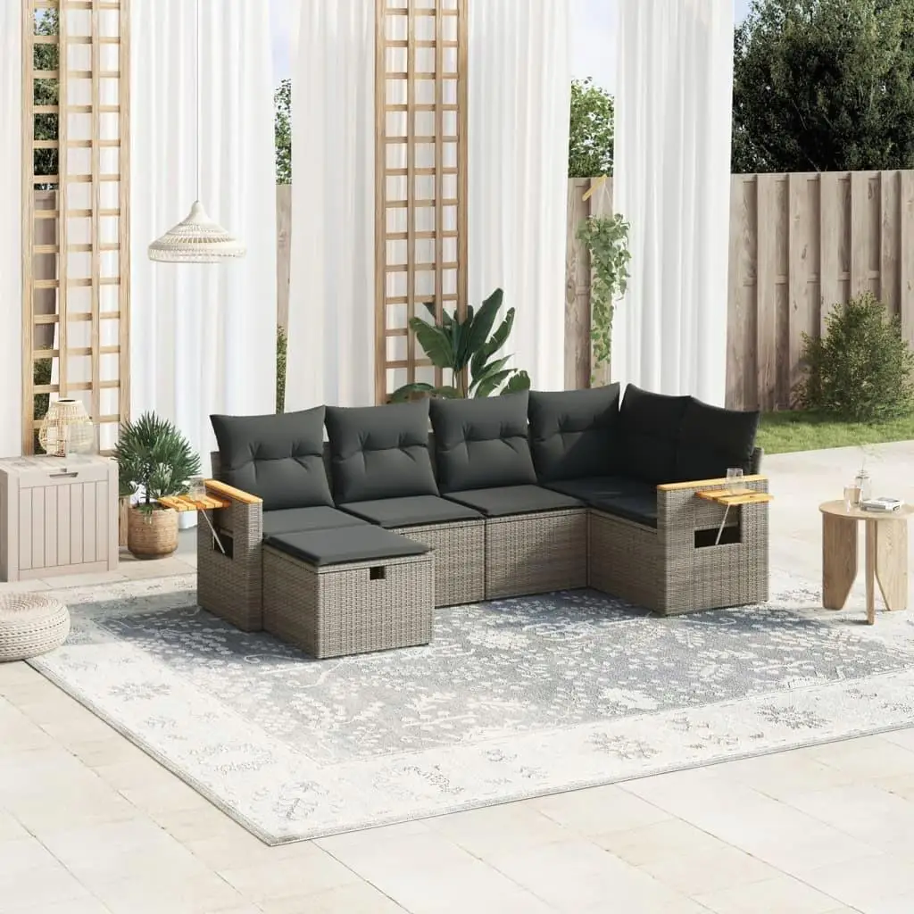 

Modular 6 Piece Grey PE Rattan Garden Sofa Set for Outdoor Patio Furniture