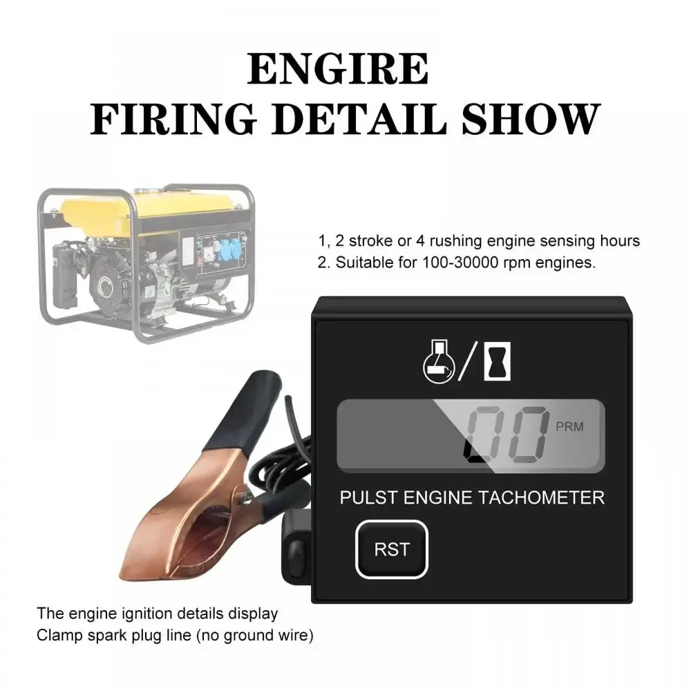 ZHIYU Small Digital Tachometer Inductive Engine  Waterproof Tach Hour Meter for Chainsaw Marine ATV Motorcycle UTV Engine view 4