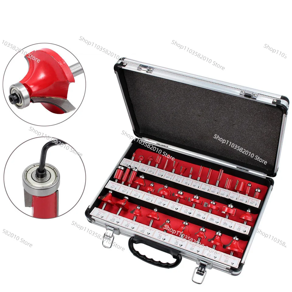 

35pcs Milling Cutter Router Bit Set8mm Wood Cutter Carbide Shank Mill Woodworking Trimming Engraving Carving Cutting Tools