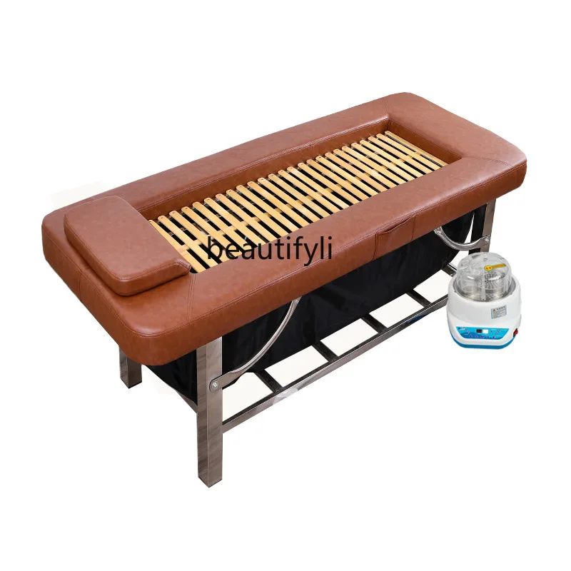 Chinese Medicine Steaming Bed Bamboo Plate Stainless Steel Steaming with Fumigation Cover Whole Body Steam Beauty Salon