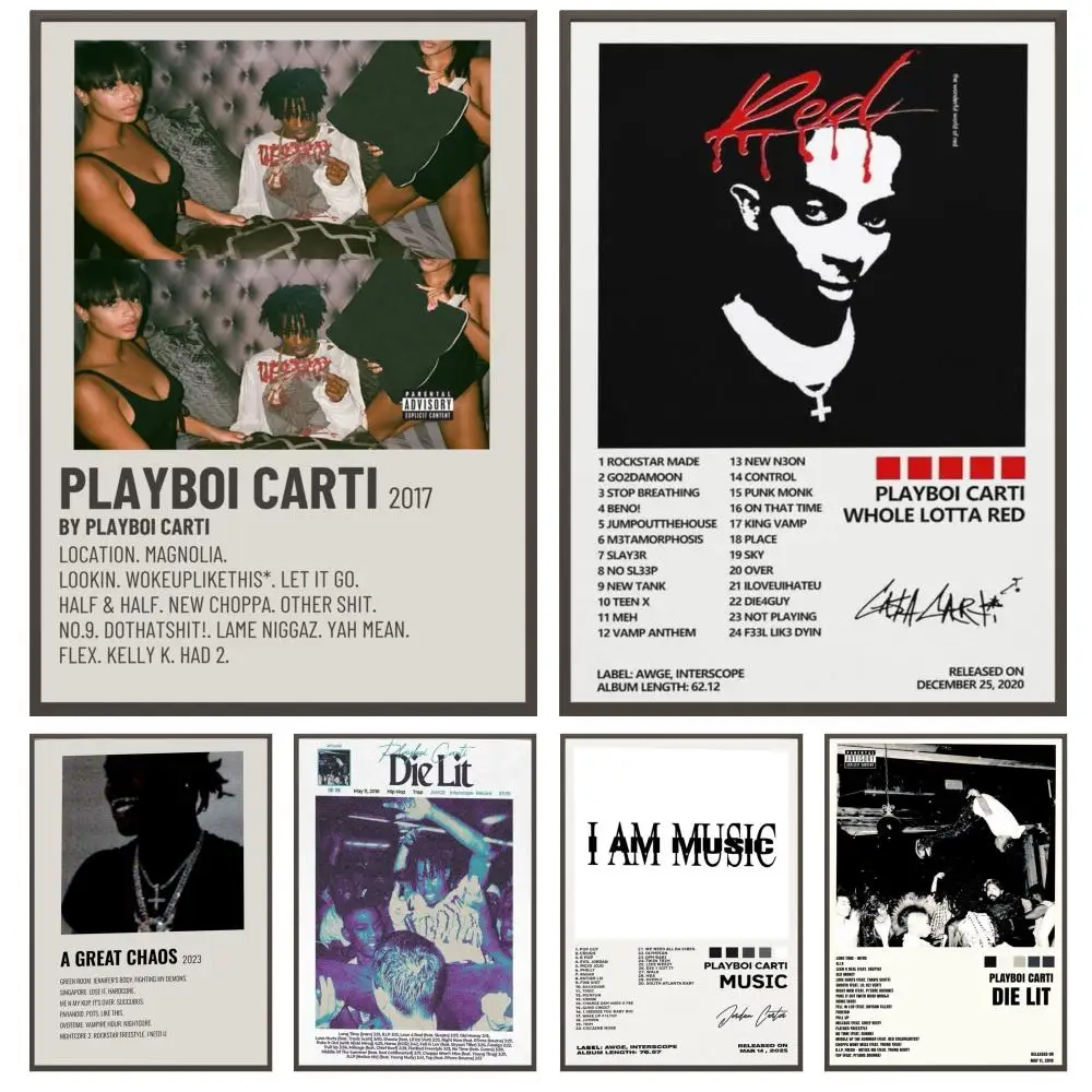 Póster de O-Opium Rap Playboi Carti, arte de pared impermeable HD versátil, decoración autoadhesiva para cualquier espacio, regalo Ideal