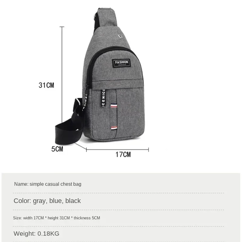 Men Chest Bags Casual Waist Bags USB Charging Earphones Cable Hole Crossbody Bags Shoulder Nylon Waist Packs Sling Bag