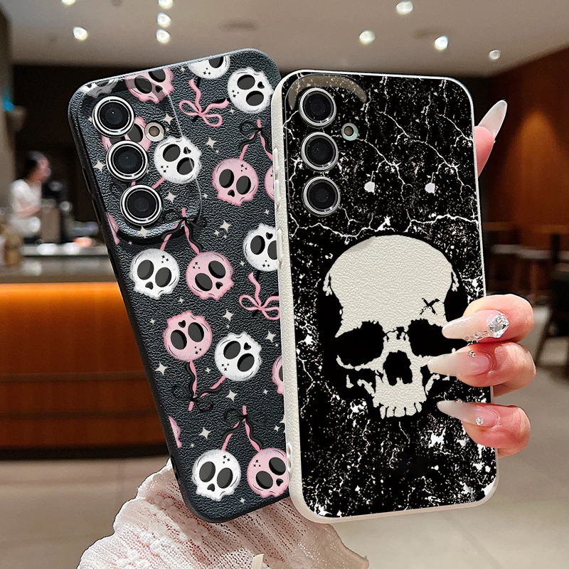 

Soft Case For Samsung Galaxy A57 A37 A17 A56 A16 A55 A54 A15 A36 A26 A53 Strange Skull Pattern Leather Texture TPU Phone Cover