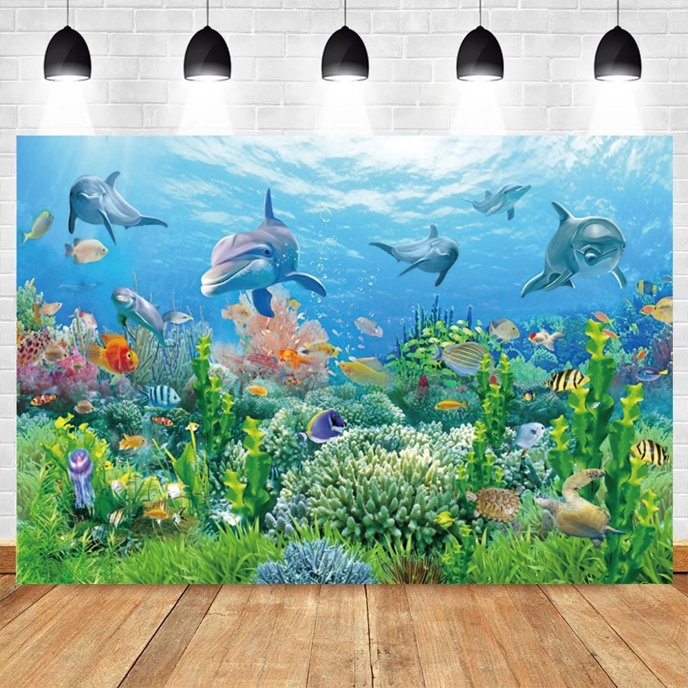 Bluey Underwater World Backdrop Seabed Undersea Fish Ocean Coral Aquatic Plants Aquarium Birthday Photography Background Decor