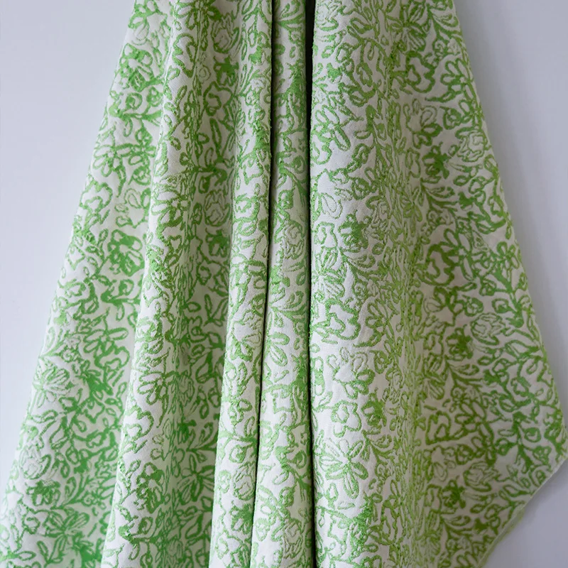 Summer Fresh Green Embossed Jacquard Fabric Exquisite Dress Fluffy Skirt Diy Sewing Decorative Fabric