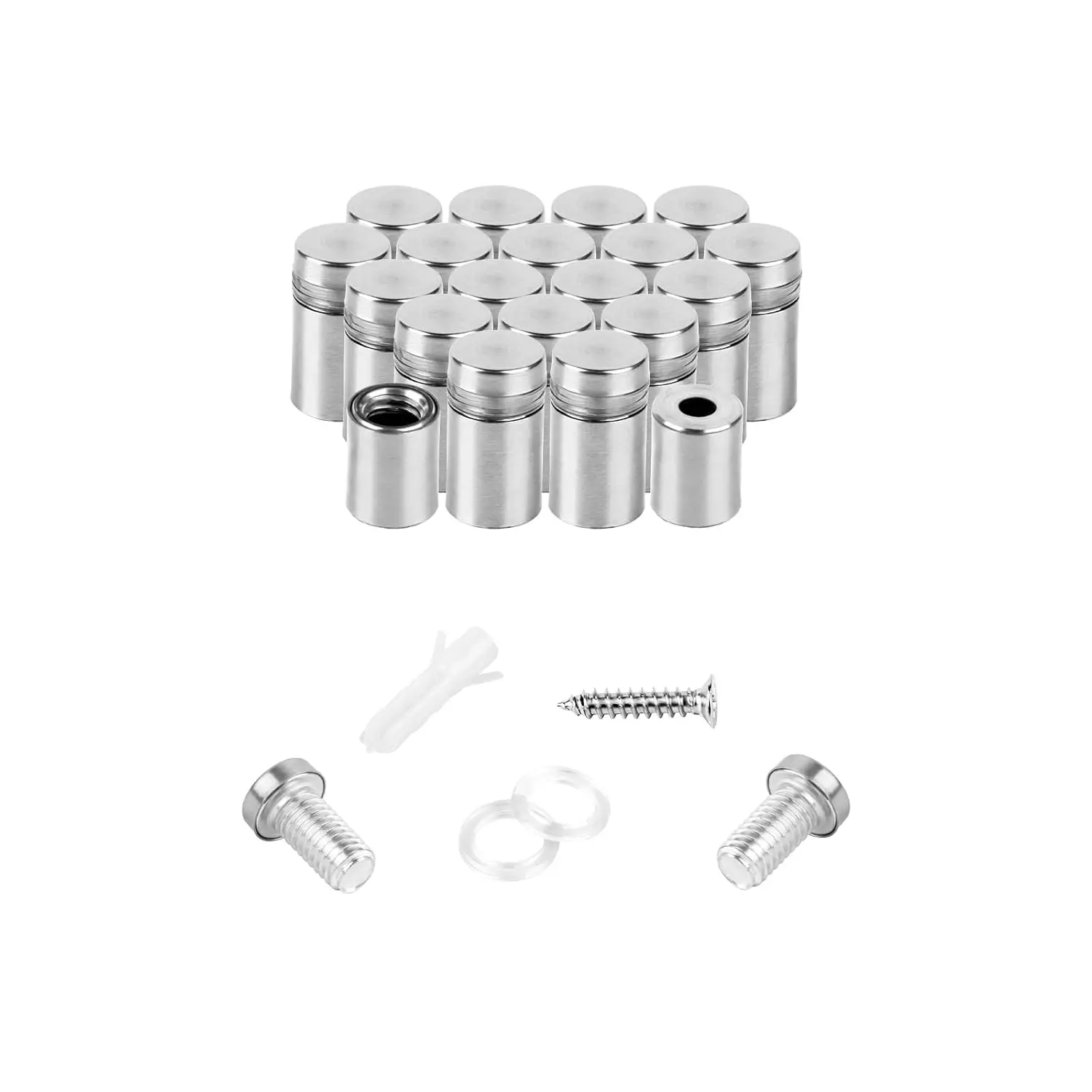 Standoff Screws for Acrylic 1/2 x 3/4 inch Stainless Steel Wall Sign Silver Standoff Mounting Hardware 20 Pack