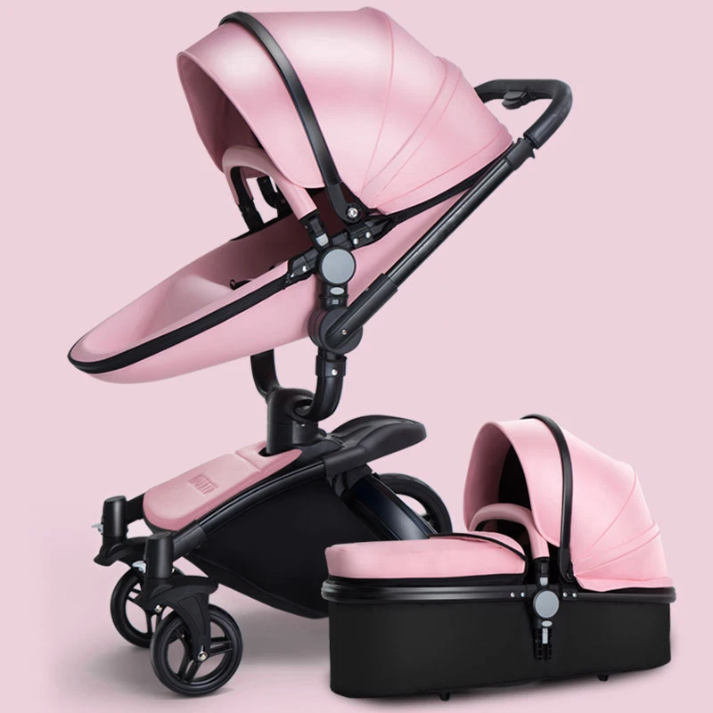 Travel System Folded Two-Way Black Infant Carriage Baby Stroller