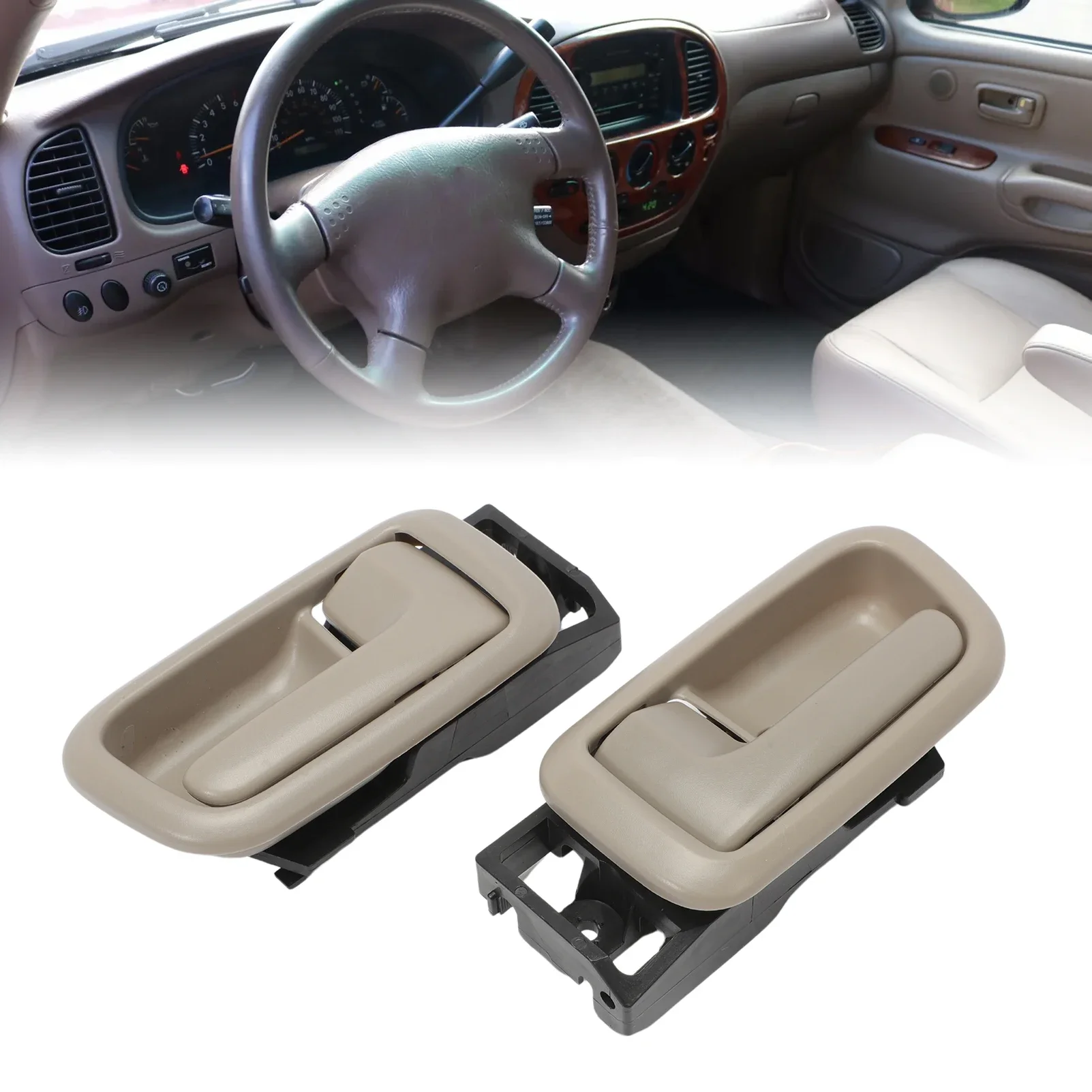 Beige Interior Door Handles W/Bezel 692070C010B1 Rear Left Driver&Right Passenger For 2000-2006 Toyota Tundra