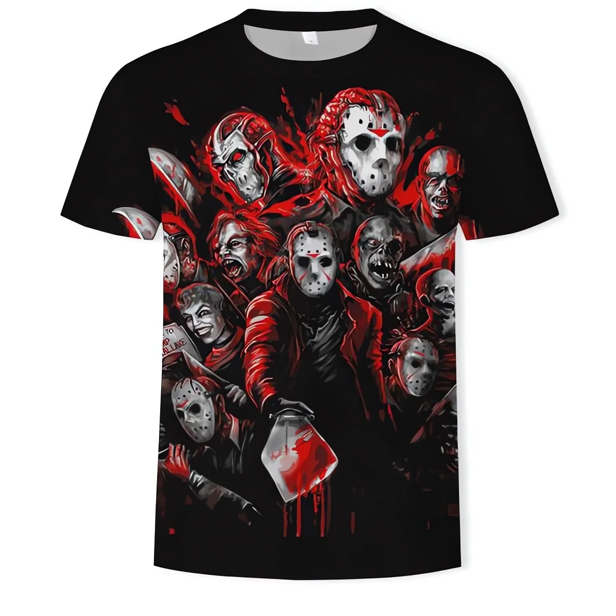 2024 New Hot Selling Thriller Horror Movie Atmosphere Large Men's Casual T-shirt