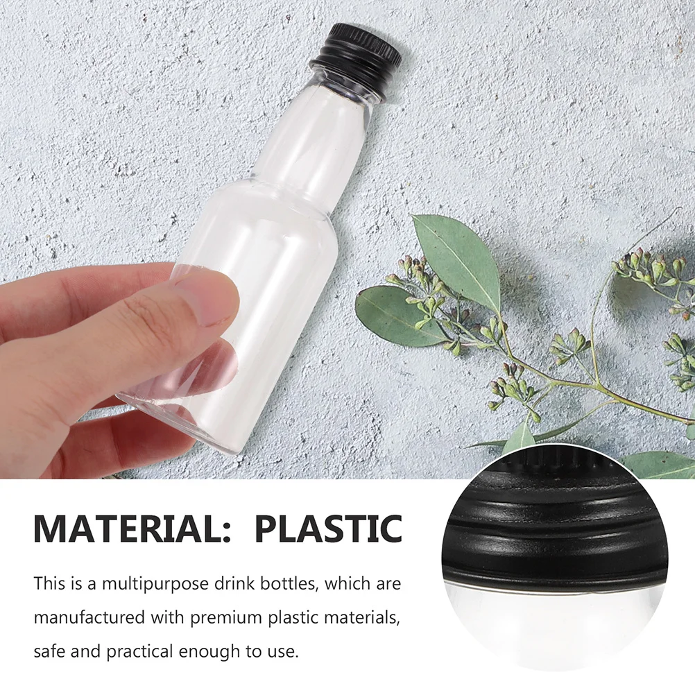 

50Pcs Reusable Beverage Bottle Transparent Plastic Empty Liquor Bottle for Wine Juice Drink Portable Mini Dispenser for Outdoor